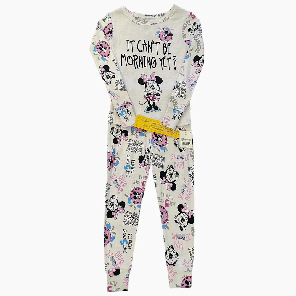 Lot 2 Pair Disney Size 4 Minnie Mouse Pajama Sets It Can’t be Morning Yet New
